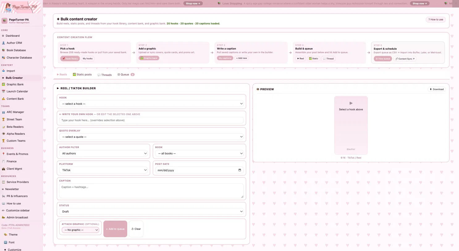 PageTurner PA bulk content creator