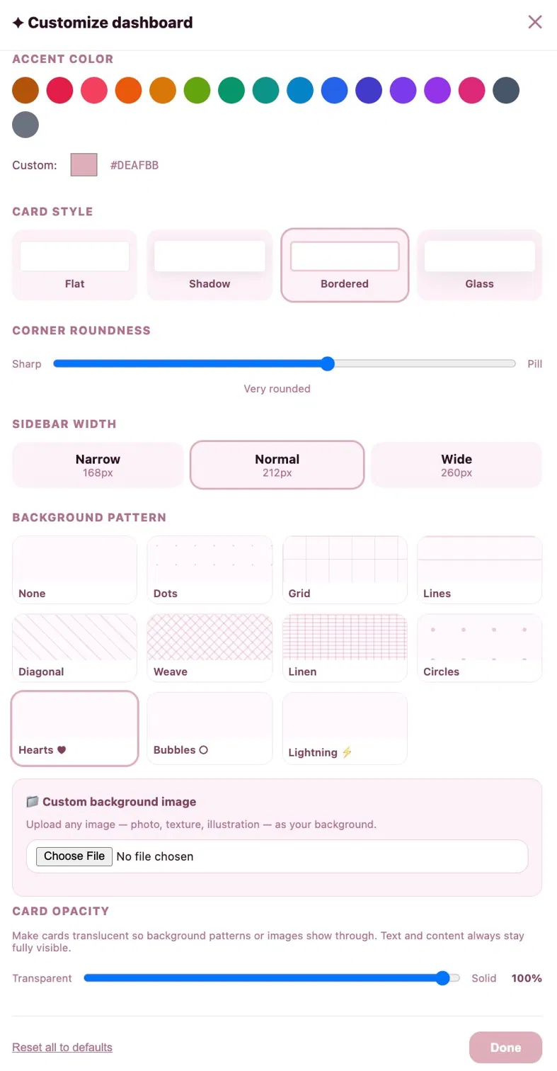 PageTurner PA dashboard customization
